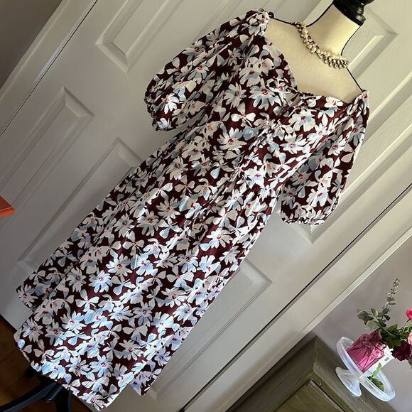 Free Assembly Ruched Halter Dress with Puff Sleeves - Picture 2 of 16